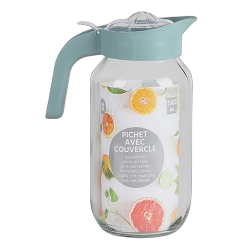 Carafe en verre avec couvercle et filtre 1,5l