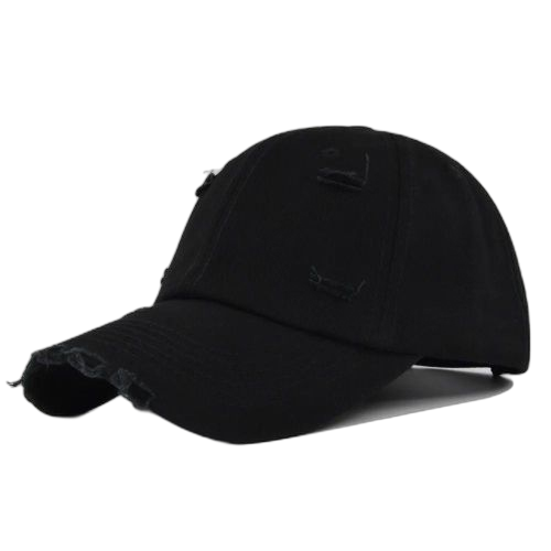 Casquette de baseball rétro délavée effet usée en denim unisexe noir