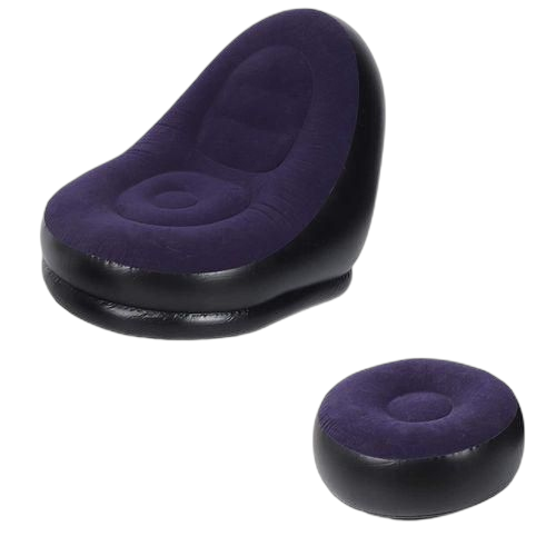 Chaise de canape gonflable floquee en pvc avec tabouret chaise