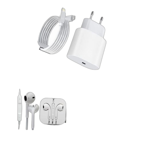 Chargeur rapide 25w cable type c + ecouteurtype c iphone jusqu’a 13 pro max