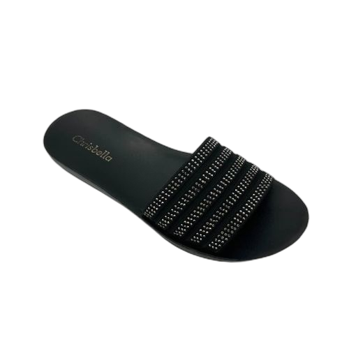 Chrisbella sandale plate noir