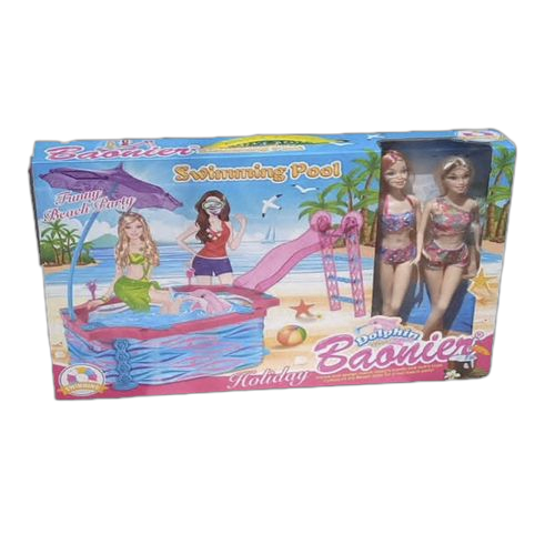Coffret de jeu poupées baonier avec piscine et toboggan