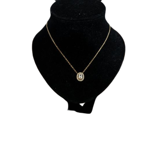Collier en acier inoxydable avec solitaire sertie de strass