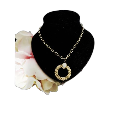Collier pendantif cercle en acier inoxydable