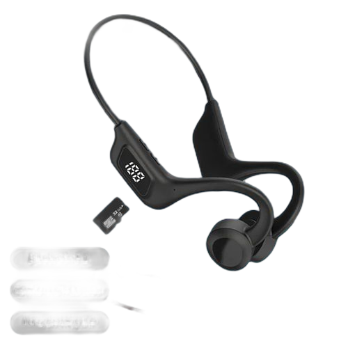 Écouteurs sans fil bluetooth à conduction osseuse v5.0 avec port carte noir