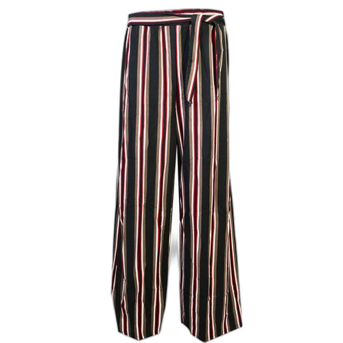 Cr pantalon bas large en coton rouge imprimé avec ceinture
