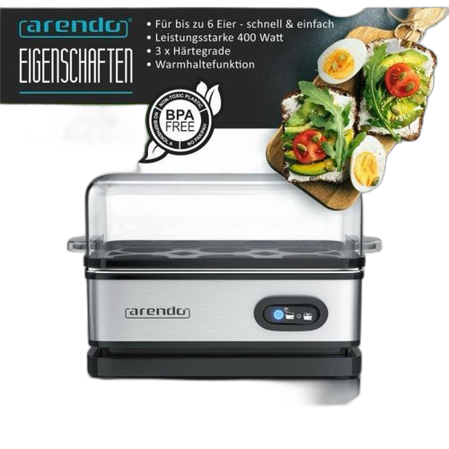Cuiseur à oeufs en acier inoxydable500 w il peut cuiseur 1 à 6 oeufs bouton pour trois degrés de dureté,