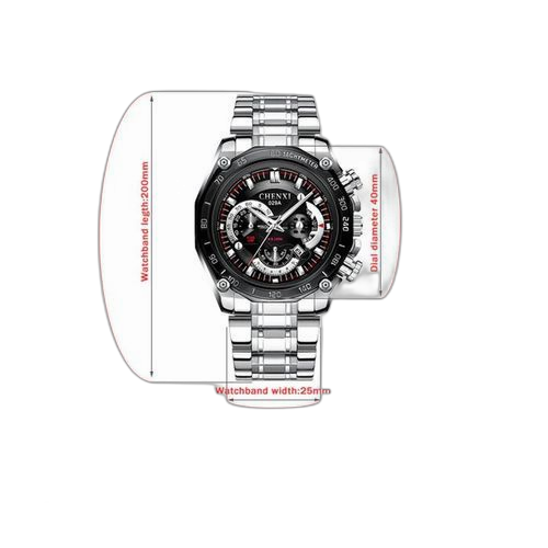Cx 029a calendrier sportif pour homme montre quartz étanche en acier inoxydable noir
