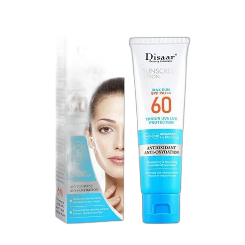 Disaar lotion solaire spf60+ protection uva uvb 12 heures, hydratante, pour le corps 50 ml