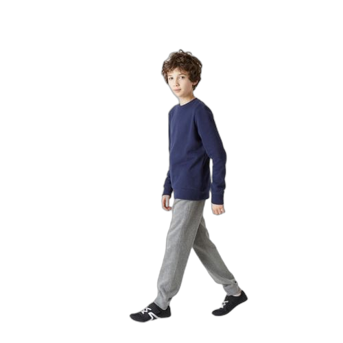 Domyos pantalon de jogging large chaud 100 garçon gym enfant gris clair chiné