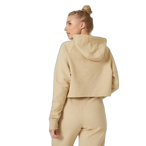 Domyos sweat à capuche court fitness femme crop 520 beige