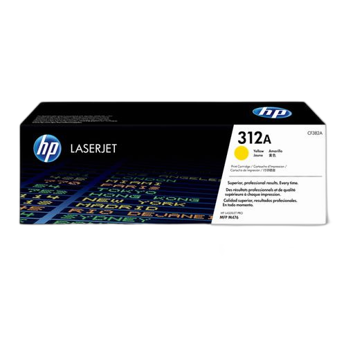 Dsc hp 312a toner jaune laserjet authentique (cf382a), pour imprimantes