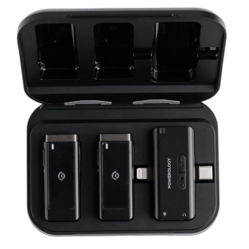 Dsc powerology mfi double connecteur sans fil microphone cravate x2 micro 2000 mah