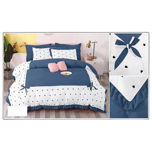 Ensemble 2 draps coton et 4 taies d'oreillers6 pieces mauve blanc