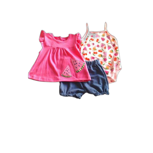 Ensemble 3 pièces bébé garcon_ barboteuse+ top+ short