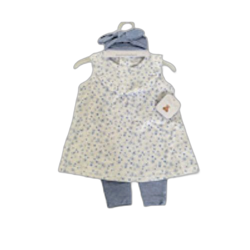 Ensemble 3 pièces fillette robe, pantalon et bandeau