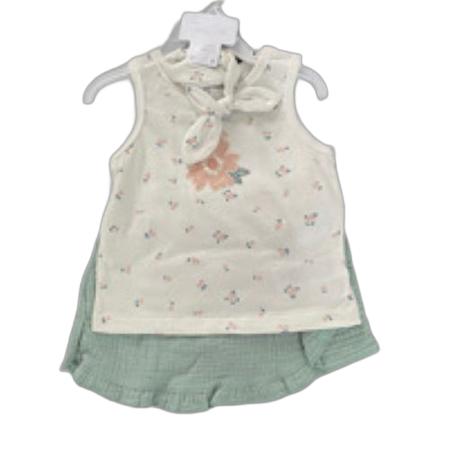 Ensemble 3 pièces fillette sans manches,short et bandeau