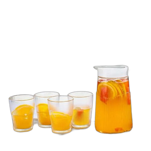 Ensemble 5 pièces carafe+ 4 verres pour boisson ou eau