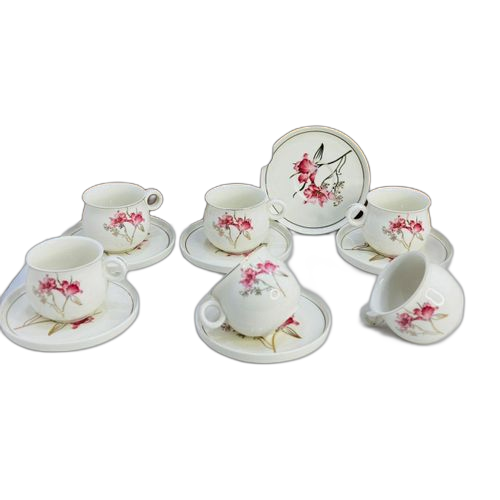 Ensemble 6 tasses avec sous tasses coloré fleuri