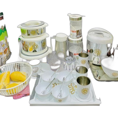 Ensemble bols 44 pièces en acier inoxydable finition plastique