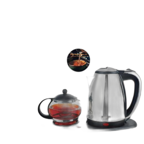 Ensemble bouilloire en inox + réchaud électrique et théière en verre