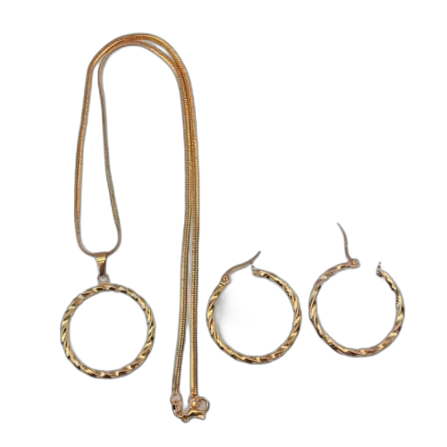 Ensemble chaîne femme et boucles d'oreilles or plaqué
