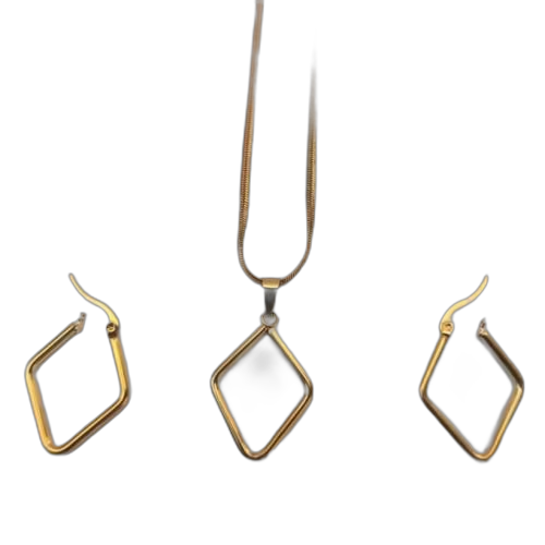 Ensemble chaîne femmes et boucles d'oreilles or plaqué