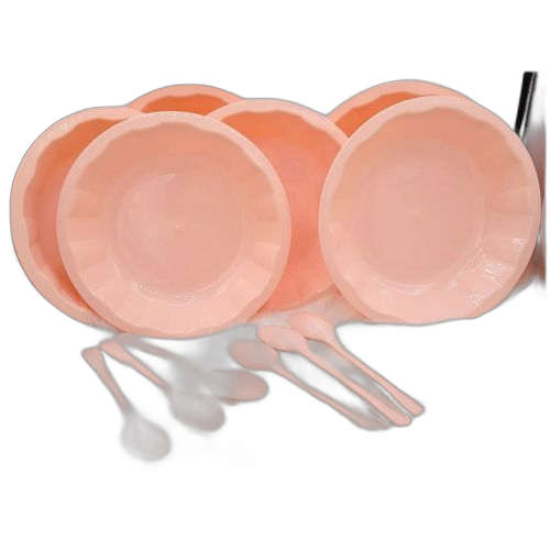 Ensemble de 12 plats et 12 cuillères en plastique vert