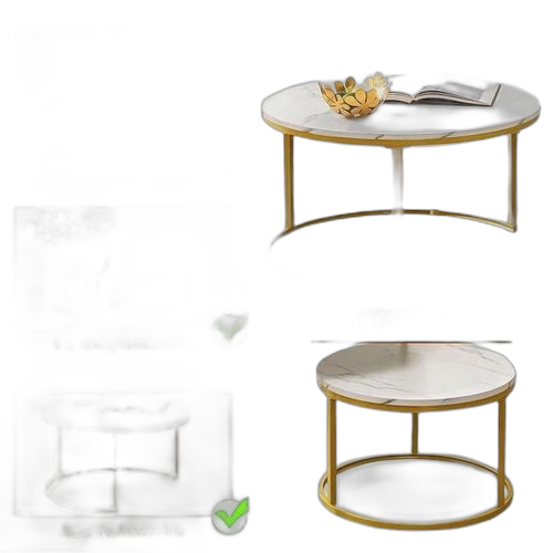 Ensemble de 2 tables gigognes modernes table basse gigogne ronde canapé table d'appoint salon, plateau en verre trempé et cadre en métal, (70cm de large et 50cm de petit)
