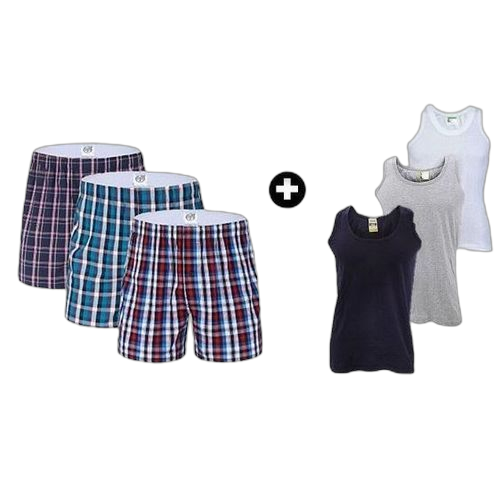 Ensemble de 3 caleçons + 3 débardeurs homme