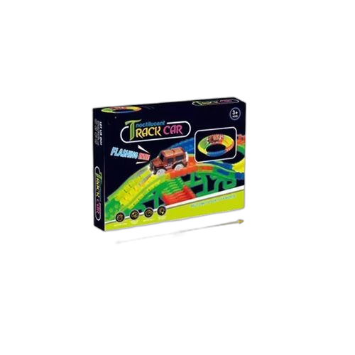 Ensemble de piste de course lumineuse avec blocs de montagnes russes, jonction et 1 voiture pour enfants + 3 ans