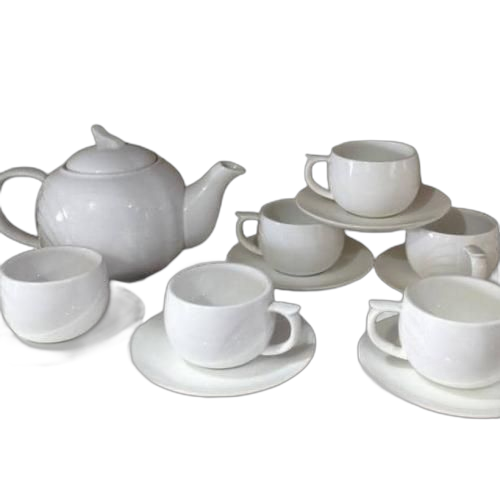 Ensemble en porceleine théire + 6 tassesavec sous tasse