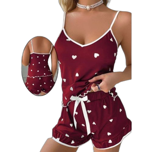 Ensemble pyjama de deux pièces comprenant un débardeur et un short boxer pour femmes.