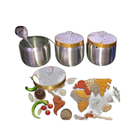 Ensemble trois pots epices inox