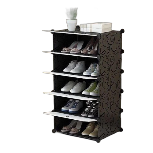 Etagère à chaussures modulable diy 5 cubes noir et blanc