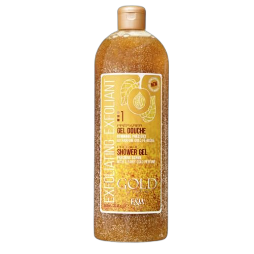 Fair & white gel de douche exfoliant gommage au parfum gold féerique940 ml