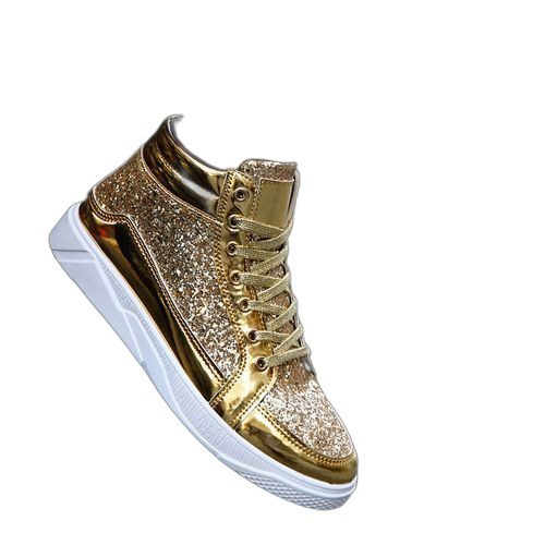Fashion chaussures décontractées en cuir pour hommes l'or
