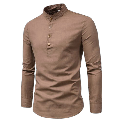 Fashion chemise homme manche longues slim fit marron
