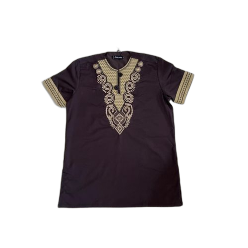 Fashion chemise homme manches courtes marron mode africaine