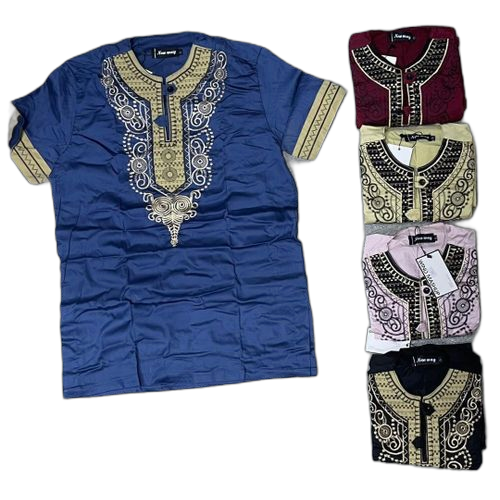 Fashion chemise homme manches longues bleu mode africaine