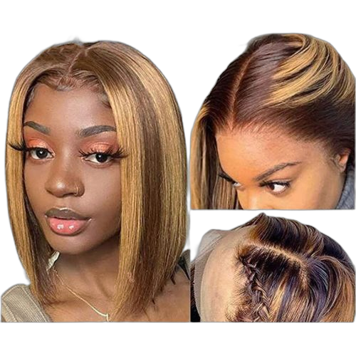 Fashion cheveux raides courts jaune brunatre de haute qualité pour dames