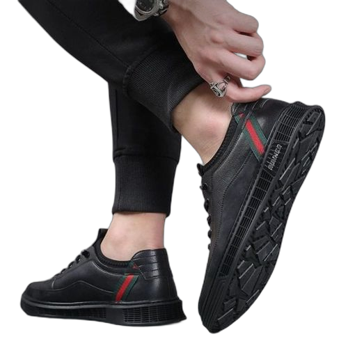 Fashion hommes confortable extérieur doux casual sneakers chaussures noir