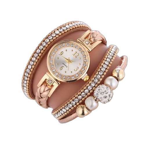 Fashion montre bracelet tressée pour dames or rose