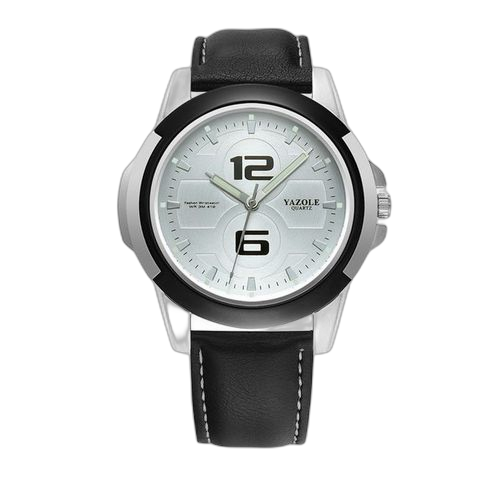 Fashion montre quartz pour homme étanche de lumineuse mode cadran blanc ceinture noire. Diaytar : Votre destination shopping préférée au Sénégal