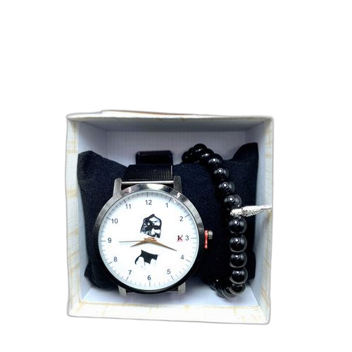Fashion montres analogique en acier quartz noir