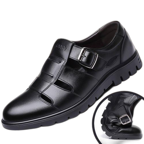 Fashion nouvelles chaussures décontractées en cuir noir respirant pour hommes – Image 3