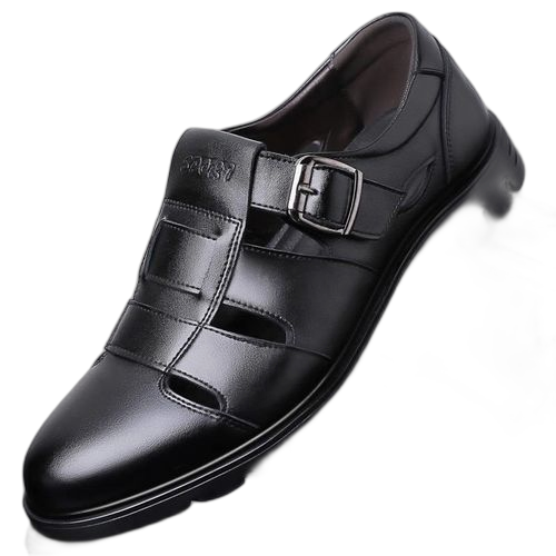 Fashion nouvelles chaussures décontractées en cuir noir respirant pour hommes – Image 5