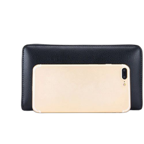 Fashion portefeuille long accordéon en cuir multifonctionnel avec fente multi cartes rfid noir