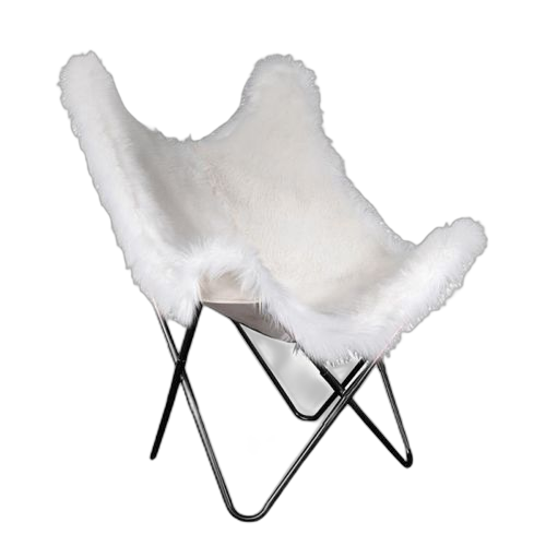 Fauteuil papillon fourrure blanc. Diaytar : Le e-commerce qui respecte votre budget
