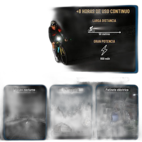 Feux avant et arrière de vélo étanches usb kit de conduite de nuit
